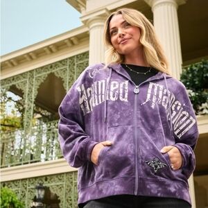 DisneyParks The Haunted Mansion Tie-Dye Zip Hoodie Boxy Fit Size Medium NWOT